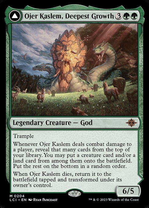 Ojer Kaslem, Deepest Growth // Temple of Cultivation, The Lost Caverns of Ixalan, Green, Mythic, , Legendary Creature, God // Land, Non-Foil, NM