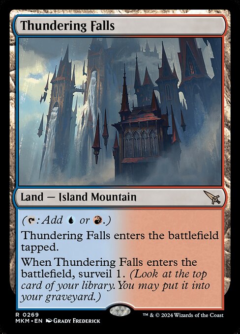 Thundering Falls, Murders at Karlov Manor, Colorless, Rare, Izzet, Land, Island Mountain, Non-Foil, NM