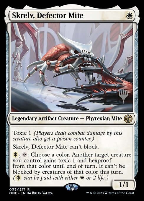 Skrelv, Defector Mite, Phyrexia: All Will Be One Promos, White, Rare, , Legendary Artifact Creature, Phyrexian Mite, Foil, NM