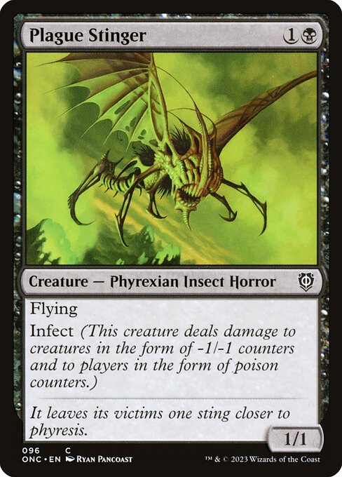 Plague Stinger, Phyrexia: All Will Be One Commander, Black, Common, , Creature, Phyrexian Insect Horror, Non-Foil, NM