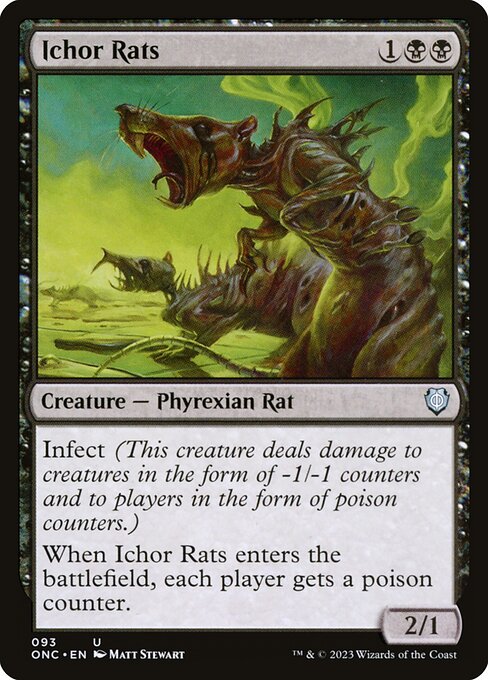 Ichor Rats, Phyrexia: All Will Be One Commander, Black, Uncommon, , Creature, Phyrexian Rat, Non-Foil, NM