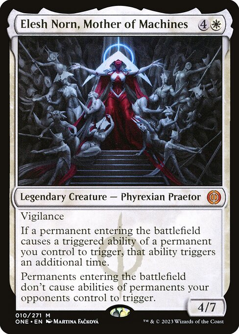 Elesh Norn, Mother of Machines, Phyrexia: All Will Be One, White, Mythic, , Legendary Creature, Phyrexian Praetor, Foil, NM