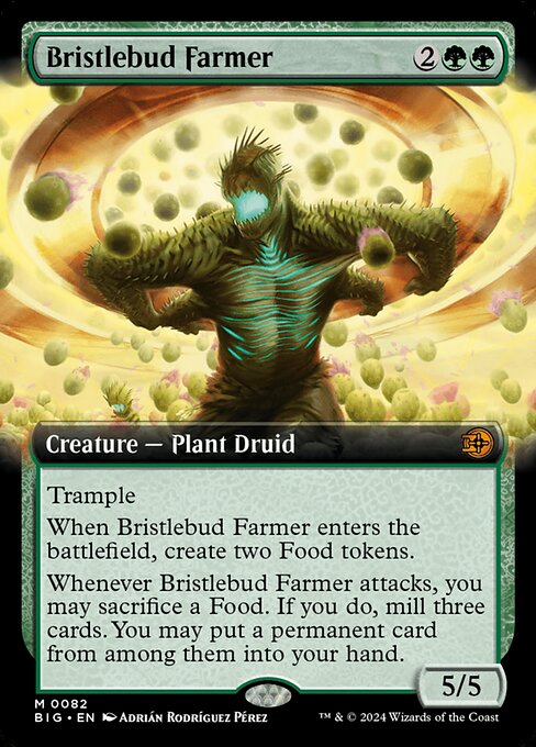 Bristlebud Farmer, The Big Score Extended Art, Green, Mythic, , Creature, Plant Druid, Non-Foil, NM