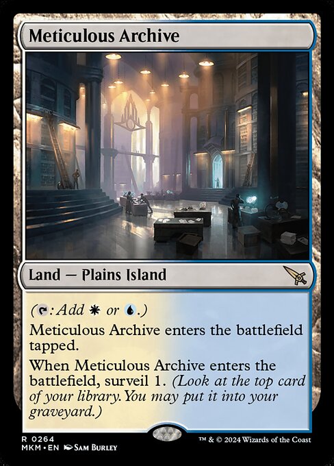 Meticulous Archive, Murders at Karlov Manor, Colorless, Rare, Azorius, Land, Plains Island, Foil, NM