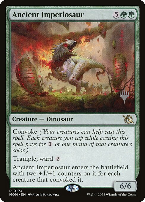 Ancient Imperiosaur, March of the Machine Promos, Green, Rare, , Creature, Dinosaur, Non-Foil, NM