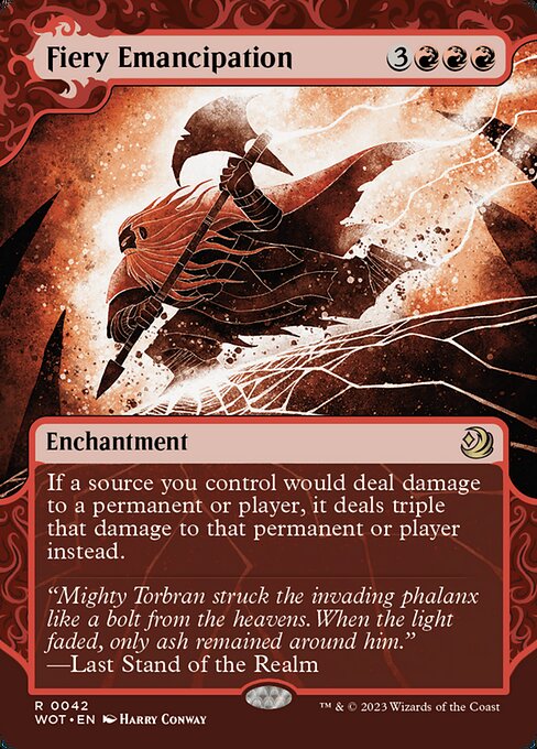 Fiery Emancipation, Wilds of Eldraine: Enchanting Tales, Red, Rare, , Enchantment, Non-Foil, NM