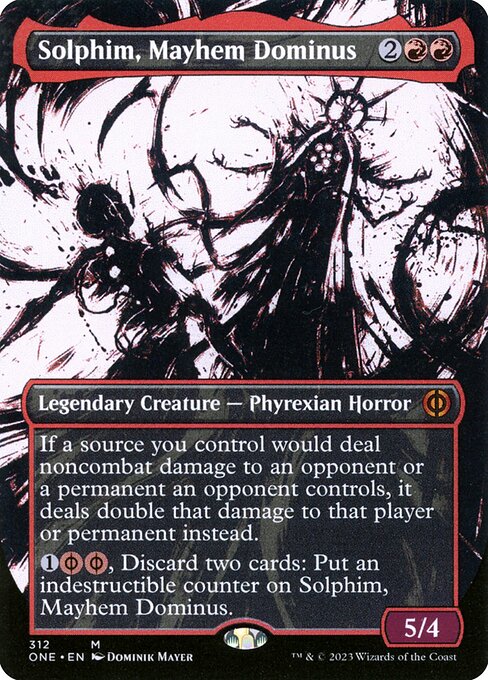 Solphim, Mayhem Dominus, Phyrexia: All Will Be One Showcase, Red, Mythic, , Legendary Creature, Phyrexian Horror, Non-Foil, NM