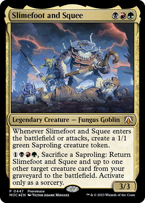 Slimefoot and Squee, March of the Machine Commander, Multicolor, Mythic, Jund, Legendary Creature, Fungus Goblin, Non-Foil, NM
