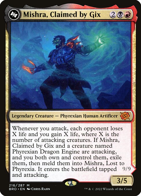 Mishra, Claimed by Gix, The Brothers' War, Multicolor, Mythic, Rakdos, Legendary Creature, Phyrexian Human Artificer, Non-Foil, NM