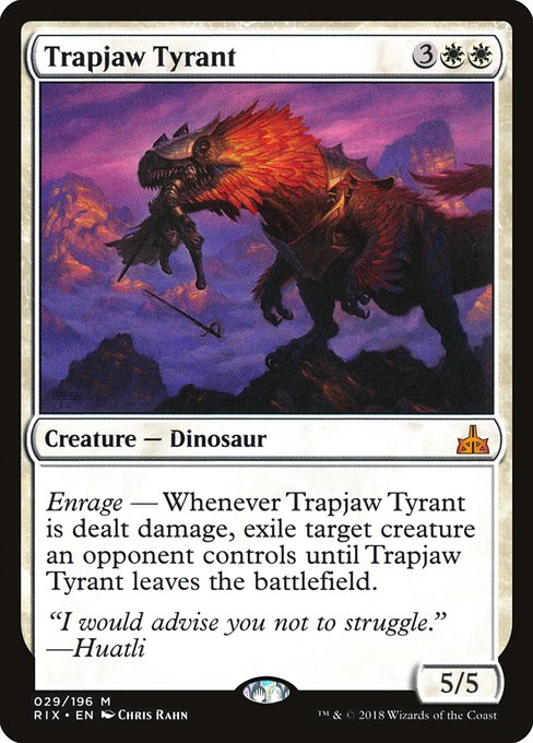 Trapjaw Tyrant, Rivals of Ixalan, White, Mythic, , Creature, Dinosaur, Non-Foil, NM