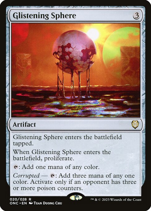 Glistening Sphere, Phyrexia: All Will Be One Commander, Colorless, Rare, , Artifact, Non-Foil, NM