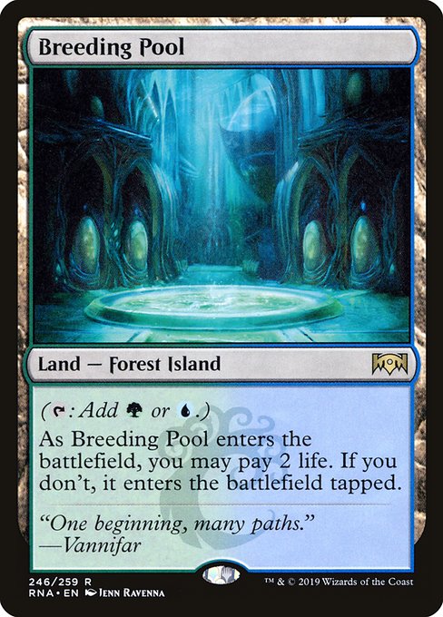 Breeding Pool, Ravnica Allegiance, Colorless, Rare, Simic, Land, Forest Island, Non-Foil, NM