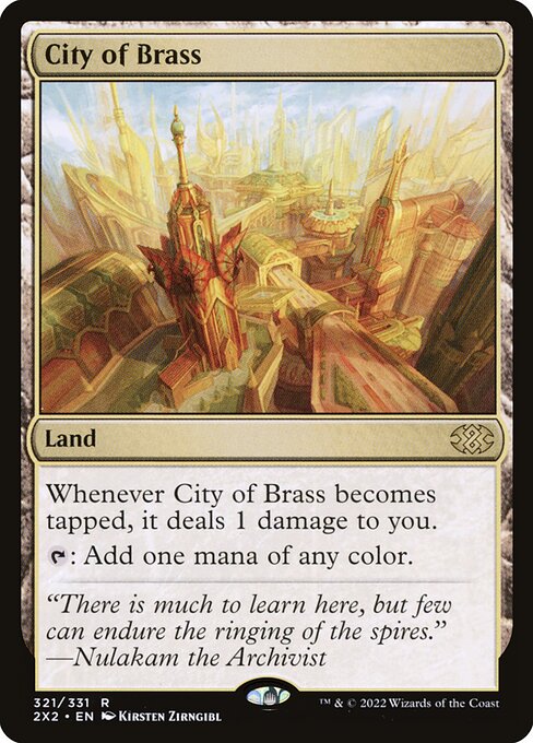 City of Brass, Double Masters 2022, Colorless, Rare, , Land, Non-Foil, NM