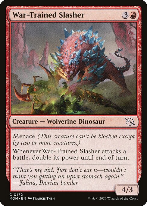 War-Trained Slasher, March of the Machine, Red, Common, , Creature, Wolverine Dinosaur, Non-Foil, NM