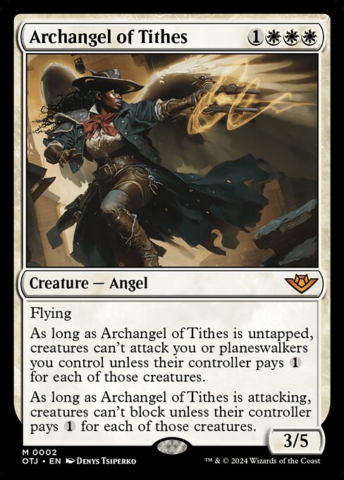 Archangel of Tithes, Outlaws of Thunder Junction, White, Mythic, , Creature, Angel, Non-Foil, NM