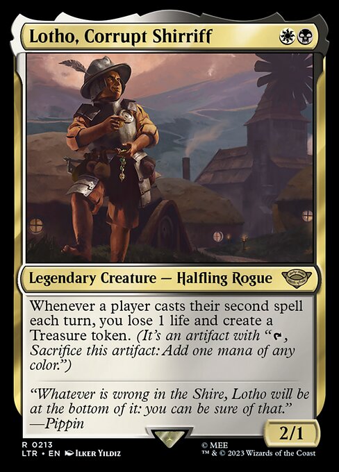 Lotho, Corrupt Shirriff, The Lord of the Rings, Multicolor, Rare, Orzhov, Legendary Creature, Halfling Rogue, Non-Foil, NM