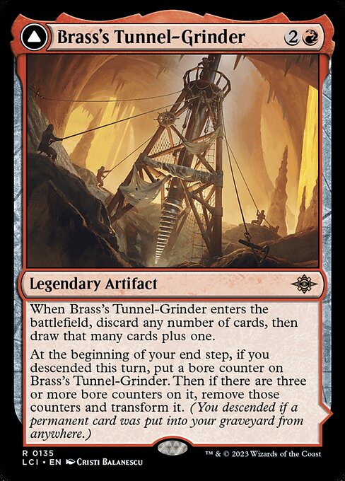 Brass's Tunnel-Grinder // Tecutlan, the Searing Rift, The Lost Caverns of Ixalan, Red, Rare, , Legendary Artifact // Legendary Land, Cave, Foil, NM