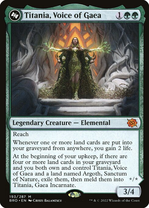 Titania, Voice of Gaea, The Brothers' War, Green, Mythic, , Legendary Creature, Elemental, Non-Foil, NM