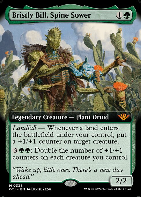 Bristly Bill, Spine Sower, Outlaws of Thunder Junction Extended Art, Green, Mythic, , Legendary Creature, Plant Druid, Foil, NM