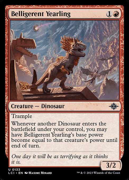 Belligerent Yearling, The Lost Caverns of Ixalan, Red, Uncommon, , Creature, Dinosaur, Foil, NM