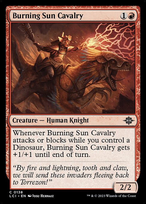 Burning Sun Cavalry, The Lost Caverns of Ixalan, Red, Common, , Creature, Human Knight, Non-Foil, NM