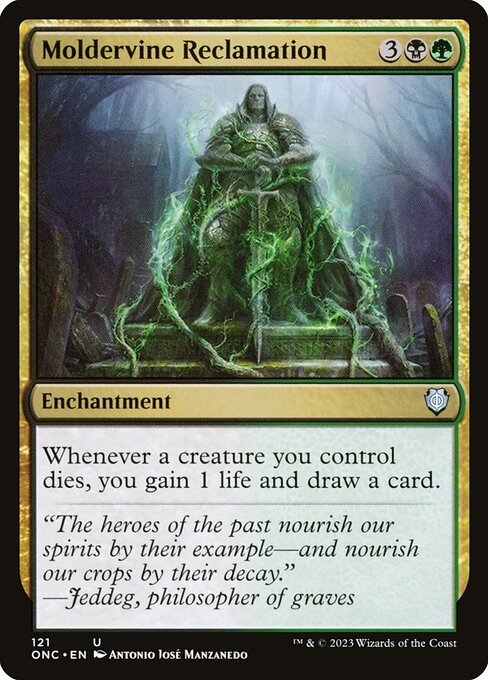 Moldervine Reclamation, Phyrexia: All Will Be One Commander, Multicolor, Uncommon, Golgari, Enchantment, Non-Foil, NM