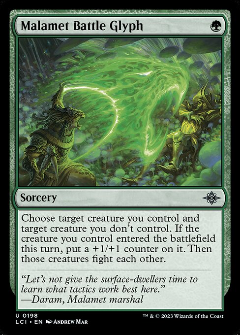 Malamet Battle Glyph, The Lost Caverns of Ixalan, Green, Uncommon, , Sorcery, Non-Foil, NM
