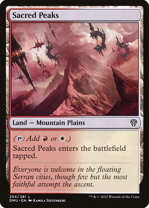 Sacred Peaks, Dominaria United, Colorless, Common, Boros, Land, Mountain Plains, Non-Foil, NM