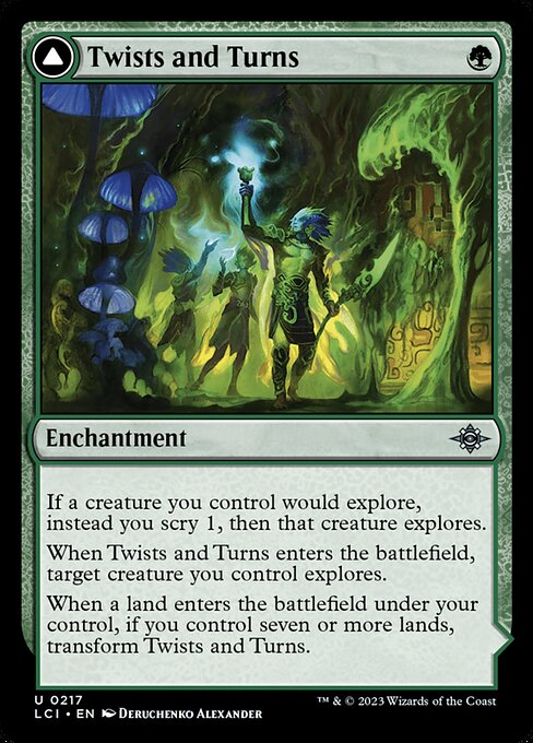 Twists and Turns // Mycoid Maze, The Lost Caverns of Ixalan, Green, Uncommon, , Enchantment // Land, Cave, Foil, NM