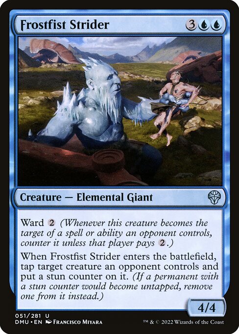 Frostfist Strider, Dominaria United, Blue, Uncommon, , Creature, Elemental Giant, Non-Foil, NM