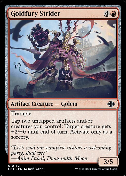 Goldfury Strider, The Lost Caverns of Ixalan, Red, Uncommon, , Artifact Creature, Golem, Non-Foil, NM