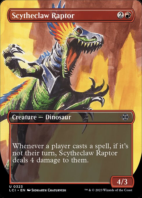 Scytheclaw Raptor, The Lost Caverns of Ixalan Borderless, Red, Uncommon, , Creature, Dinosaur, Non-Foil, NM