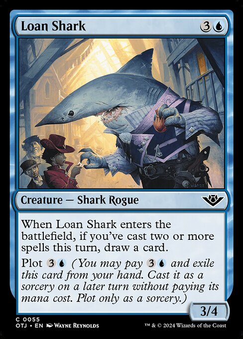 Loan Shark, Outlaws of Thunder Junction, Blue, Common, , Creature, Shark Rogue, Foil, NM