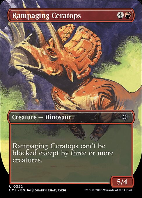 Rampaging Ceratops, The Lost Caverns of Ixalan Borderless, Red, Uncommon, , Creature, Dinosaur, Non-Foil, NM