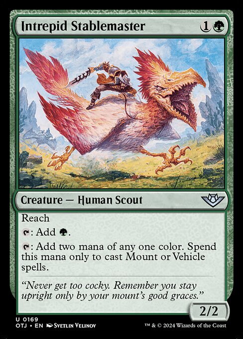 Intrepid Stablemaster, Outlaws of Thunder Junction, Green, Uncommon, , Creature, Human Scout, Foil, NM
