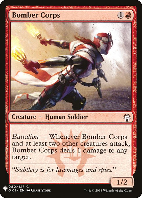 Bomber Corps, The List, Red, Common, , Creature, Human Soldier, Non-Foil, NM