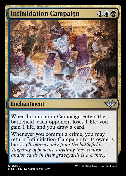 Intimidation Campaign, Outlaws of Thunder Junction, Multicolor, Uncommon, Dimir, Enchantment, Foil, NM