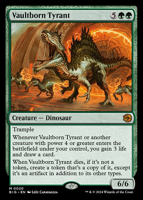Vaultborn Tyrant, The Big Score, Green, Mythic, , Creature, Dinosaur, Non-Foil, NM