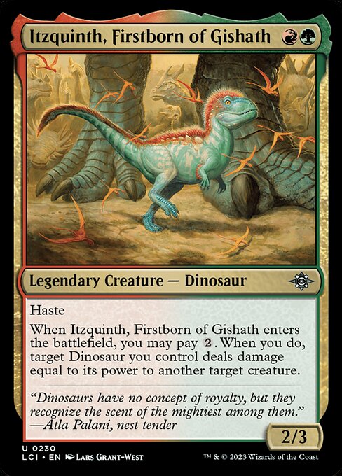 Itzquinth, Firstborn of Gishath, The Lost Caverns of Ixalan, Multicolor, Uncommon, Gruul, Legendary Creature, Dinosaur, Non-Foil, NM