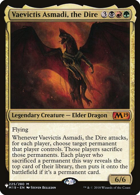 Vaevictis Asmadi, the Dire, The List, Multicolor, Mythic, Jund, Legendary Creature, Elder Dragon, Non-Foil, NM