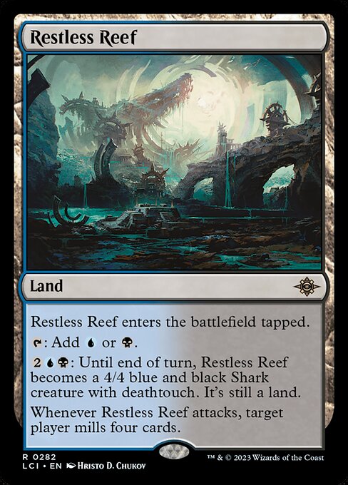 Restless Reef, The Lost Caverns of Ixalan, Multicolor, Rare, Dimir, Land, Non-Foil, NM