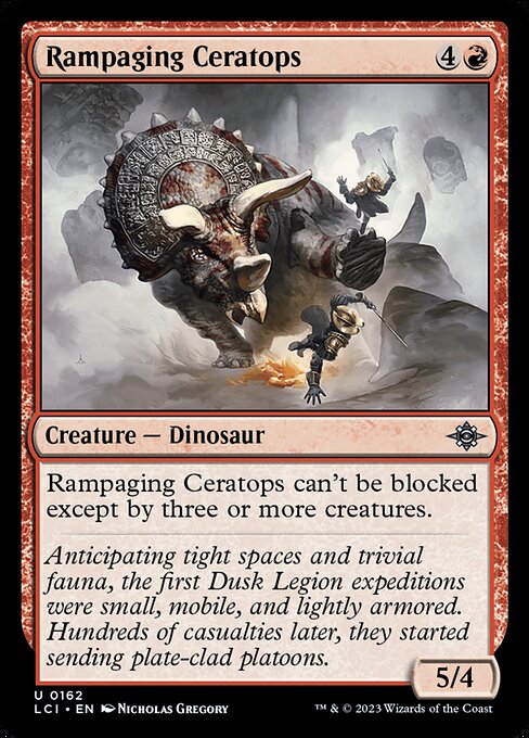 Rampaging Ceratops, The Lost Caverns of Ixalan, Red, Uncommon, , Creature, Dinosaur, Non-Foil, NM