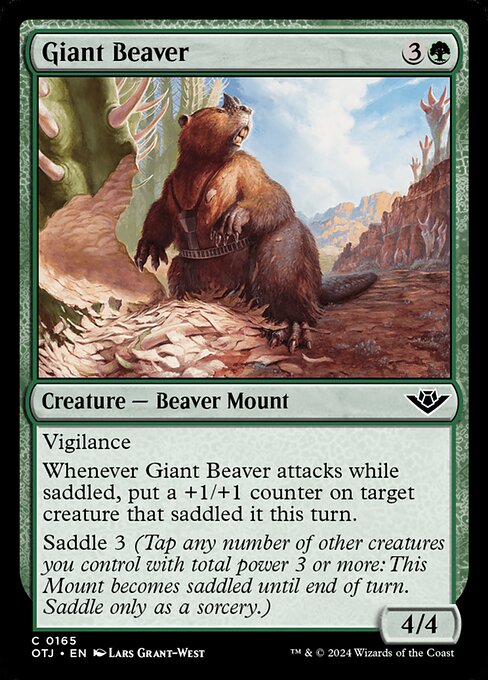 Giant Beaver, Outlaws of Thunder Junction, Green, Common, , Creature, Beaver Mount, Foil, NM