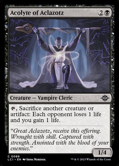 Acolyte of Aclazotz, The Lost Caverns of Ixalan, Black, Common, , Creature, Vampire Cleric, Non-Foil, NM