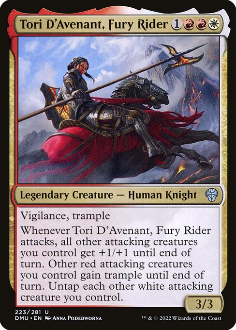 Tori D'Avenant, Fury Rider, Dominaria United, Multicolor, Uncommon, Boros, Legendary Creature, Human Knight, Non-Foil, NM