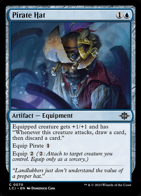 Pirate Hat, The Lost Caverns of Ixalan, Blue, Common, , Artifact, Equipment, Non-Foil, NM