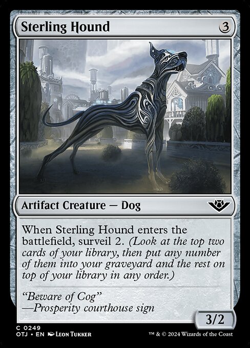 Sterling Hound, Outlaws of Thunder Junction, Colorless, Common, , Artifact Creature, Dog, Foil, NM