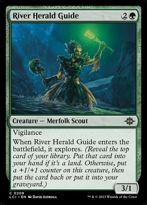 River Herald Guide, The Lost Caverns of Ixalan, Green, Common, , Creature, Merfolk Scout, Foil, NM