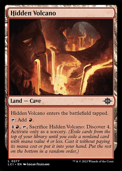 Hidden Volcano, The Lost Caverns of Ixalan, Colorless, Common, , Land, Cave, Foil, NM