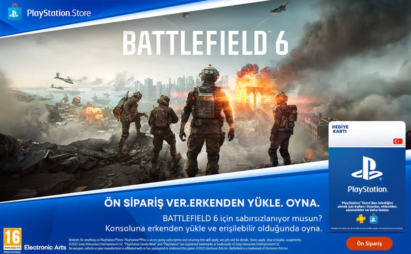 Battlefield 6: Sony PSN Hediye Kartı ile ön sipariş ver, erkenden yükle, oyna.